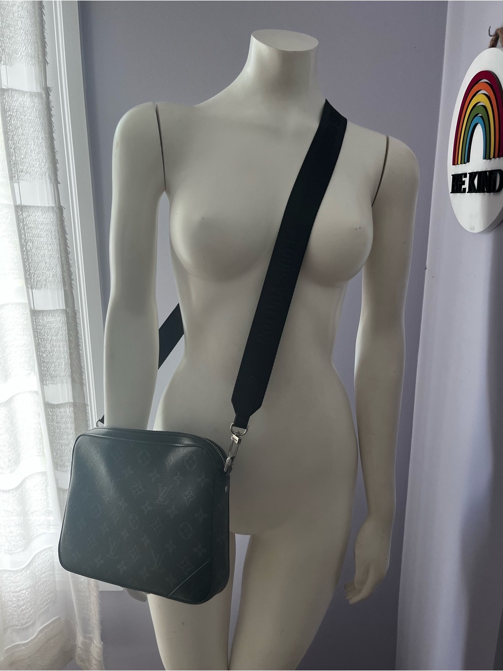 Louis Vuitton Black Monogram Crossbody Camera Bag with Wide Strap